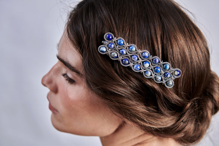 LATELITA Silver & Lapis Lazuli Hair Jewellery